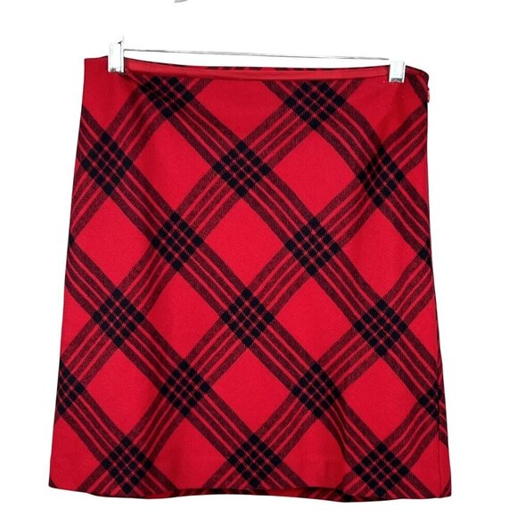 Talbots Dresses & Skirts - Talbots Petites NWT Womens 10P Red Black Plaid Wool Blend Skirt Clueless Preppy